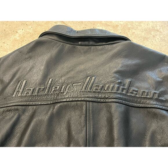 VTG Harley Davidson 3XL Leather Jacket EMBROIDERED Motorcycle Riding Gear LOGO!! - Picture 2 of 14